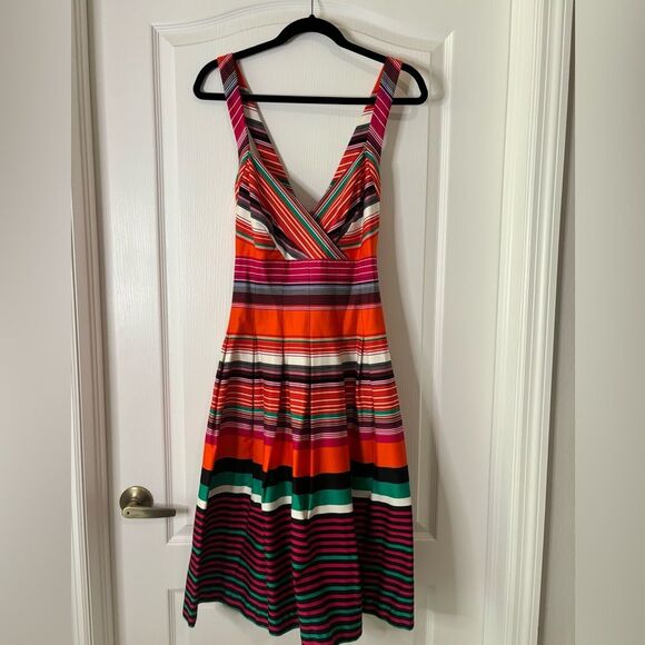 Calvin Klein Dresses & Skirts - Calvin Klein Rainbow Striped V Neck Criss Cross Dress New/ tag - Sz 12